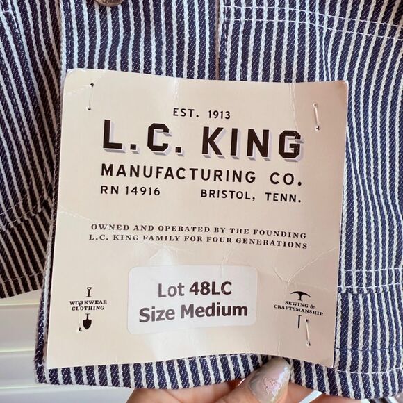LC King Mfg Hickory Stripe Chore Coat in Railroad Stripe Denim size Medium NWT - Picture 6 of 11